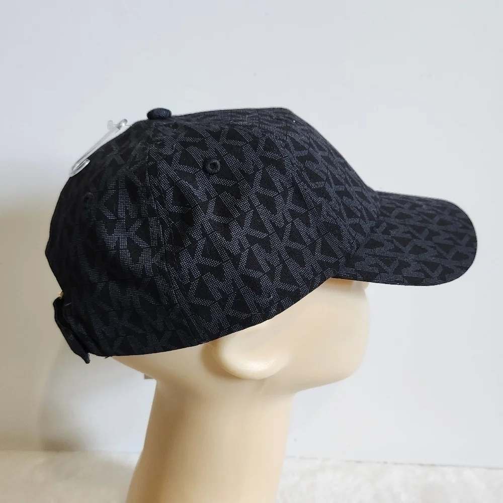 Michael Kors MK Black Allover Trademark Logo Baseball Hat Cap Unisex